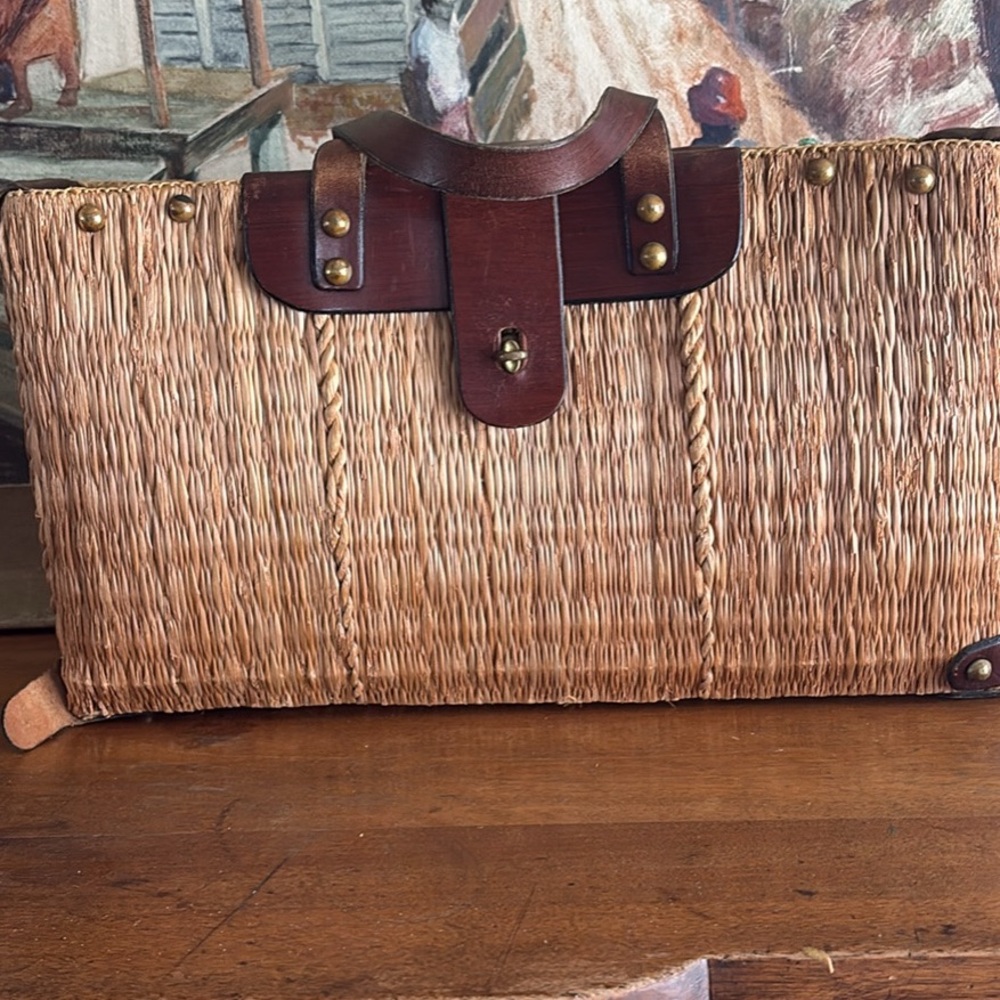 Vintage Woven and Leather Etienne Aigner Hand Bag
